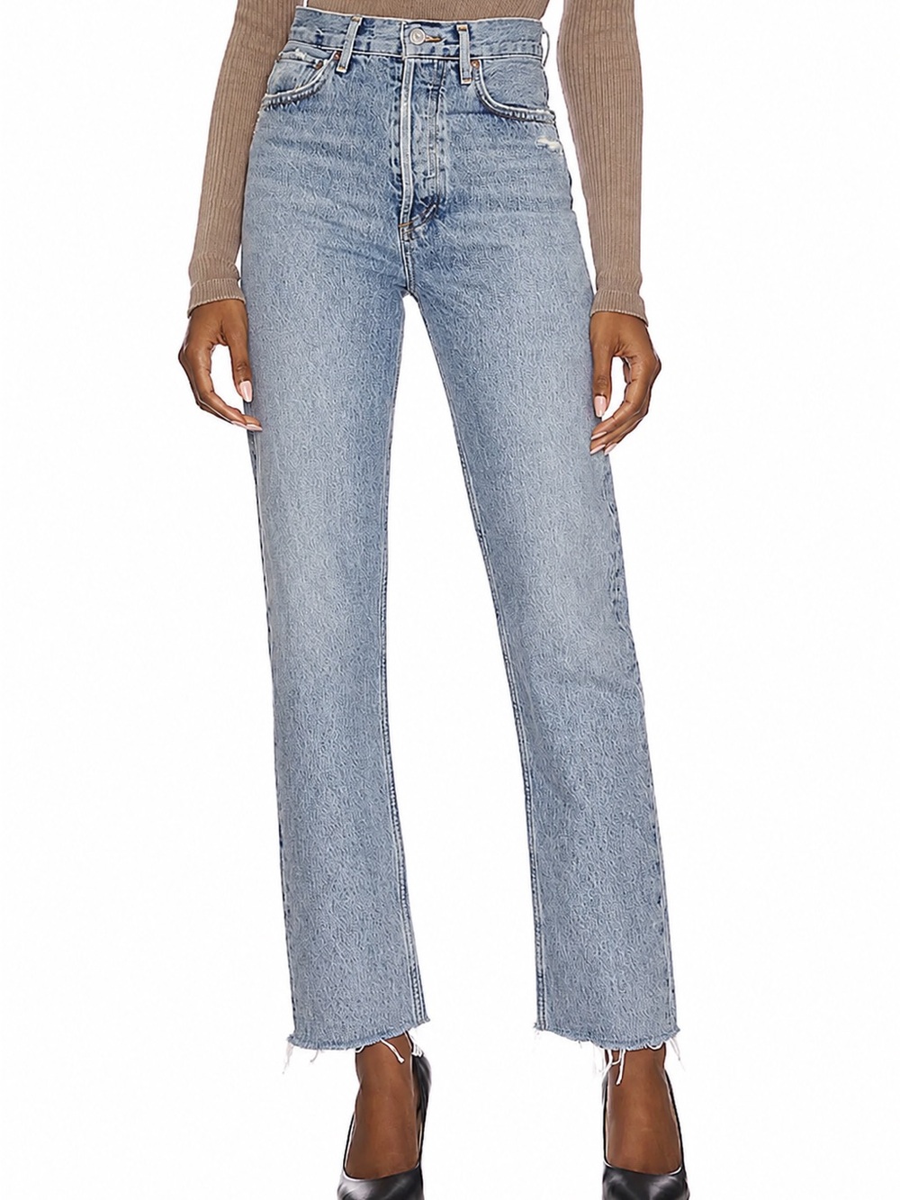 Agolde 90’s Pinch Waist High Rise Straight Leg Jeans - Light Blue Wash - Picture 2 of 8